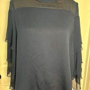 Ann Taylor Navy Sheer Blouse